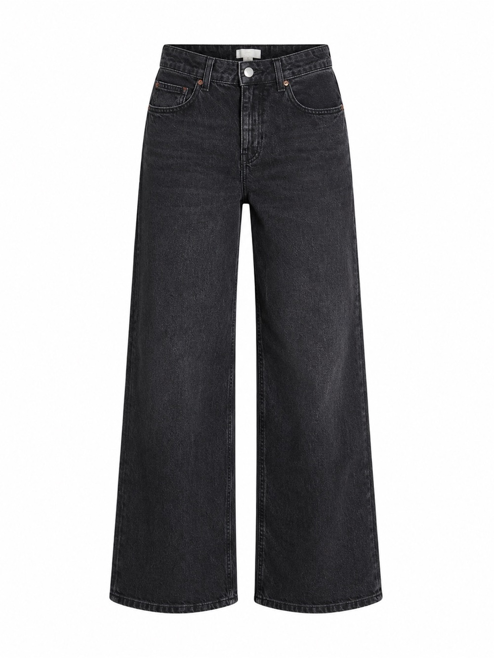 H&M Black Wide Leg Jeans Y2K Mid Rise Denim Vintage‎ 90s Minimalist